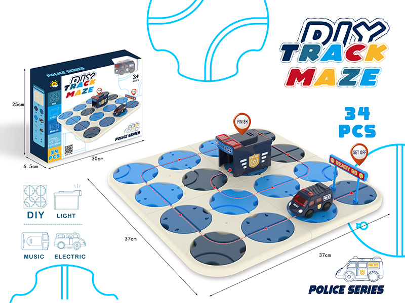 DIY Track Maze With Sound And Light(Police Car,34PCS)