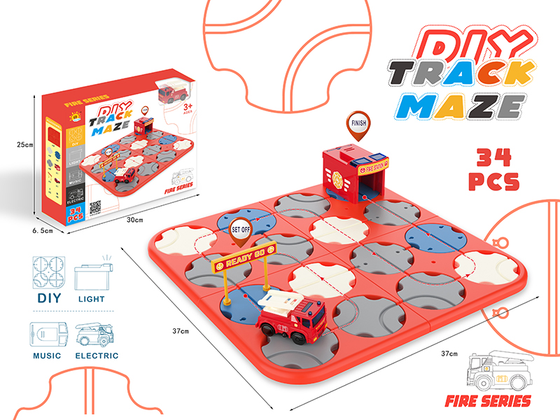 DIY Track Maze With Sound And Light(Fire Engine,34PCS)