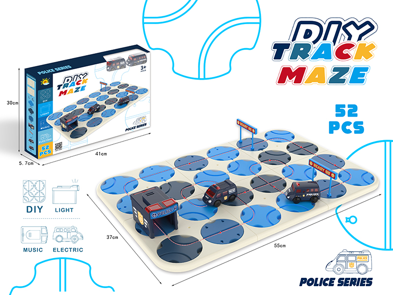 DIY Track Maze With Sound And Light(Police Car,52PCS)
