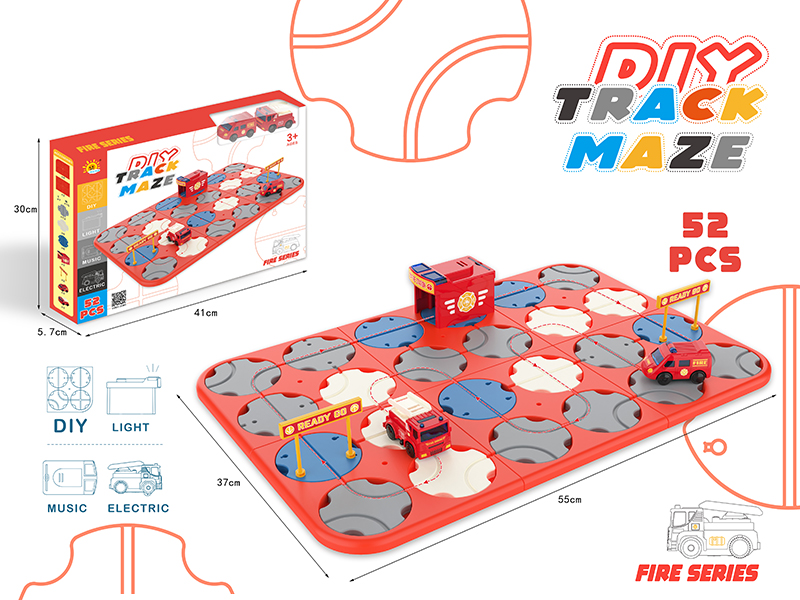 DIY Track Maze With Sound And Light(Fire Engine,52PCS)