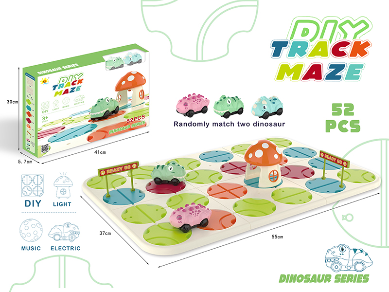 DIY Track Maze With Sound And Light(Dinosaur Car,52PCS)