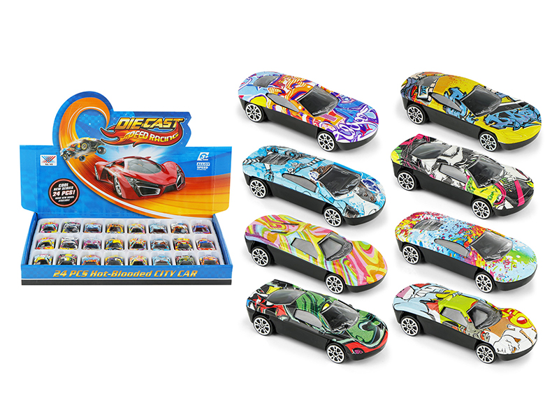 24Pcs 1:72 Watermark Graffiti Alloy Slide Car