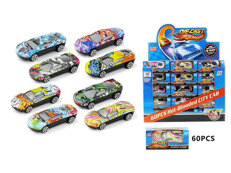 60Pcs 1:72 Watermark Graffiti Alloy Slide Car