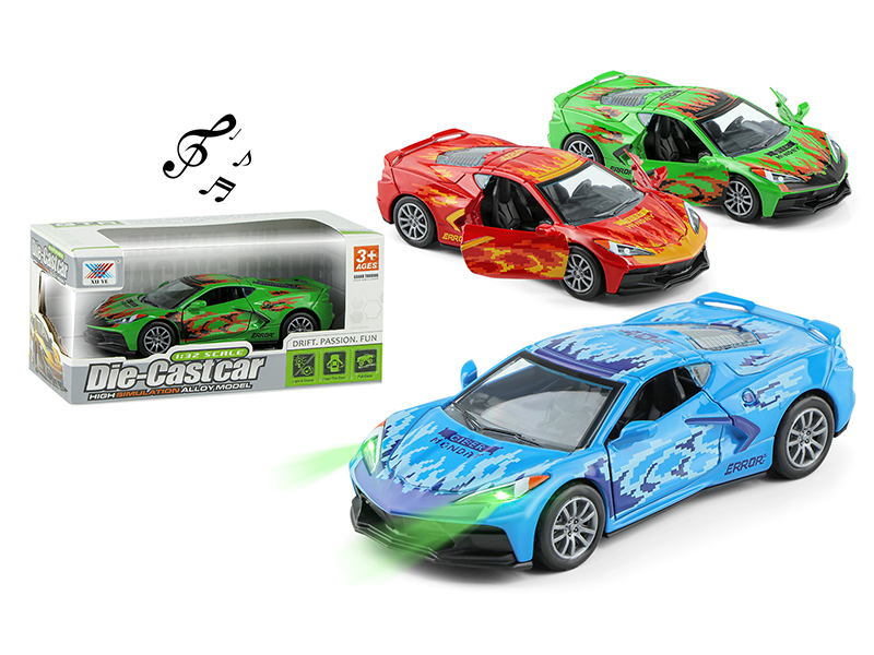 1:32 Alloy Pull Back Car Corvette Door Opening Light Music