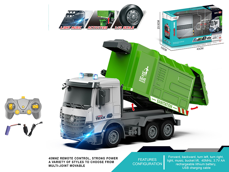 1:14 Multifunctional 6-Channel R/C Engineering Sanitation Truck With With Light And Music