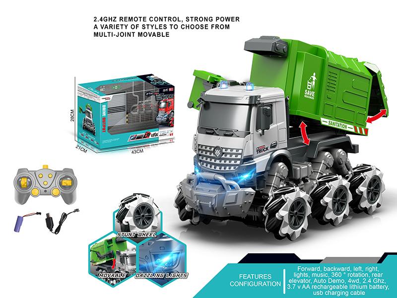 1:14 Multifunctional 9-Channel R/C Engineering Sanitation Truck With With Light And Music