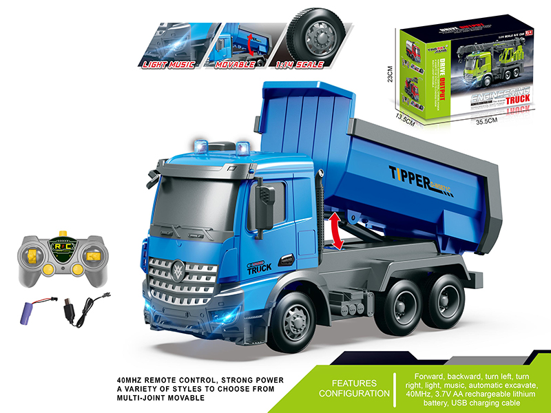 1:14 Multifunctional Remote Control Dumper With Light And Music(Including Batteries)
