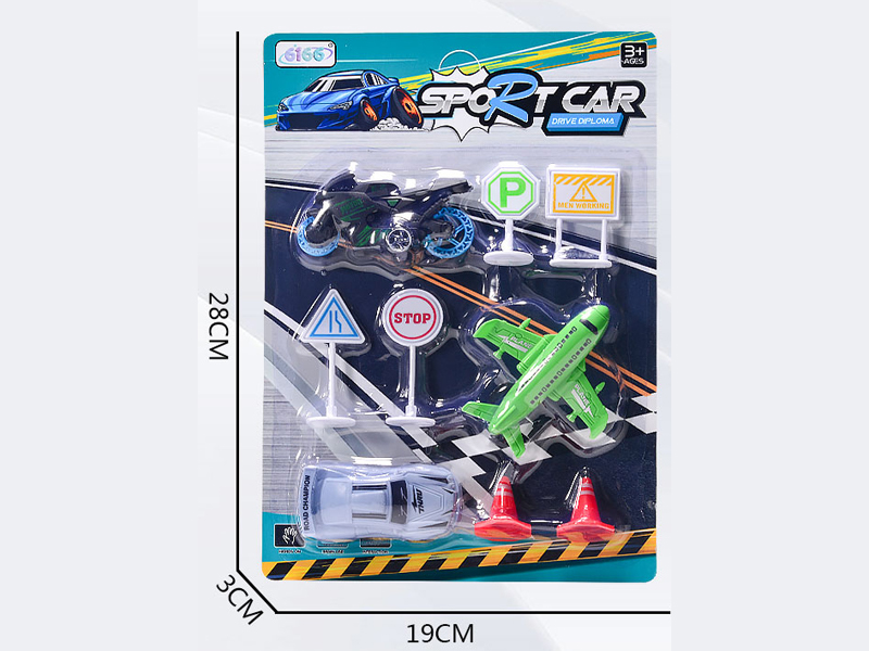 Racing Car, Airplane , Motorcycle And Road Sign  (Slide)
