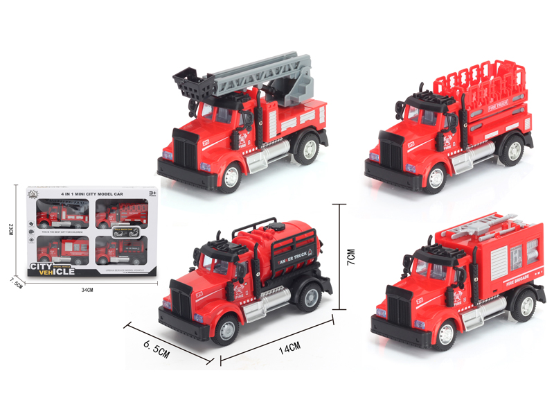 1:64 Pull Back American Type Alloy Fire Truck