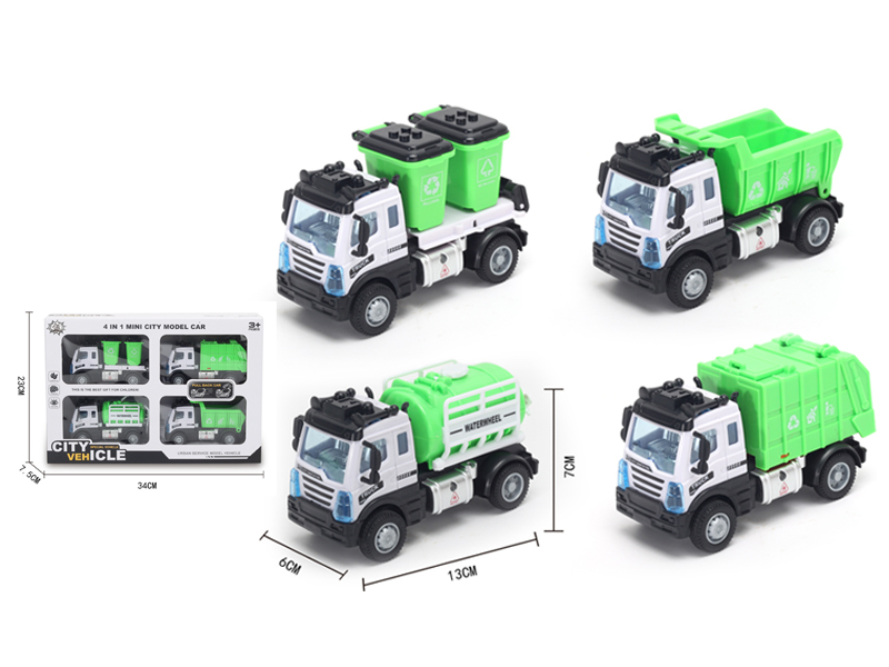 1:64 Pull Back European Sanitation Alloy Car