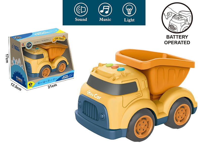 Cartoon Slide Cement Tank Engineering Truck With Light And Music