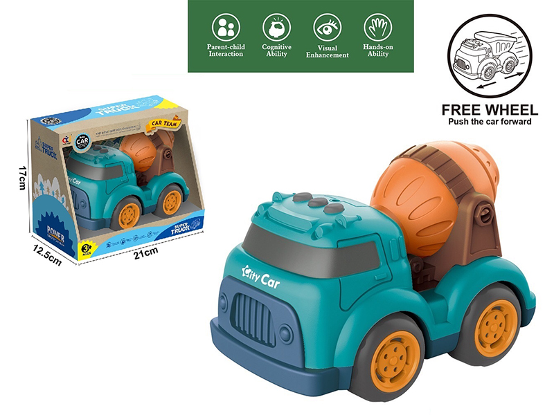 Cartoon Slide Engineering Truck (Concrete Mixer)