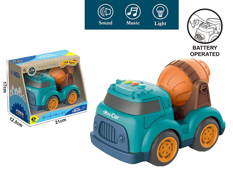 Cartoon Slide Engineering Truck With Light And Music (Concrete Mixer)