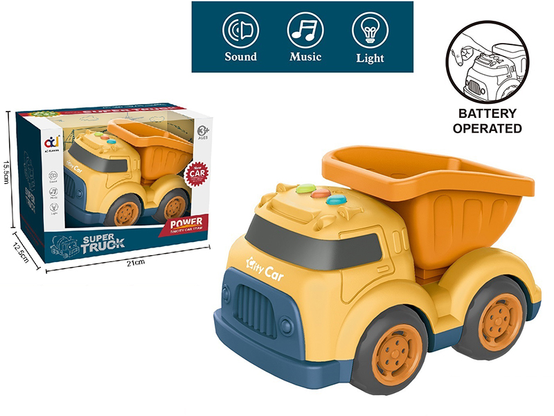 Cartoon Slide Cement Tank Engineering Truck With Light And Music