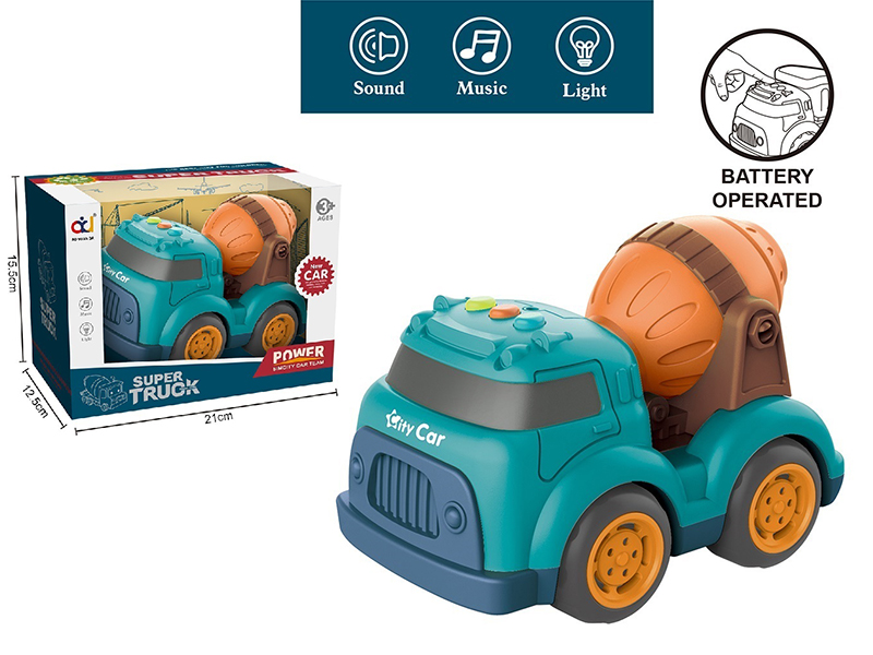 Cartoon Slide Engineering Truck With Light And Music (Concrete Mixer)