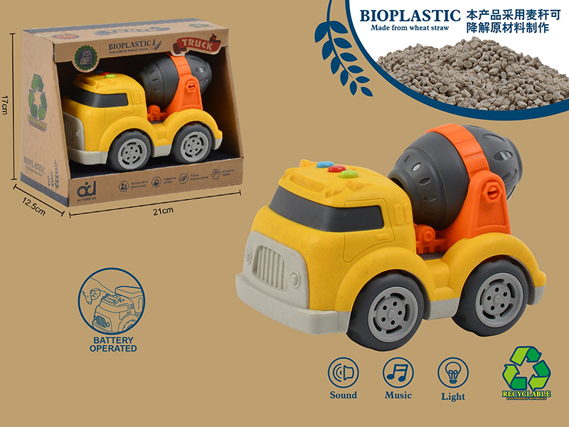 Wheat Straw Material Cartoon Free Wheel Concrete Mixer With Light And Music