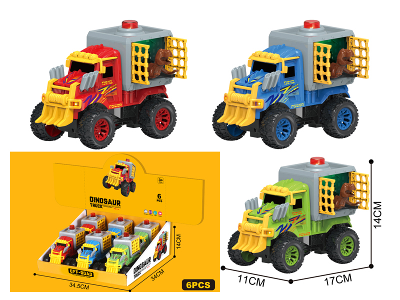 6PCSFriction Dinosaur Car With Sound And Light