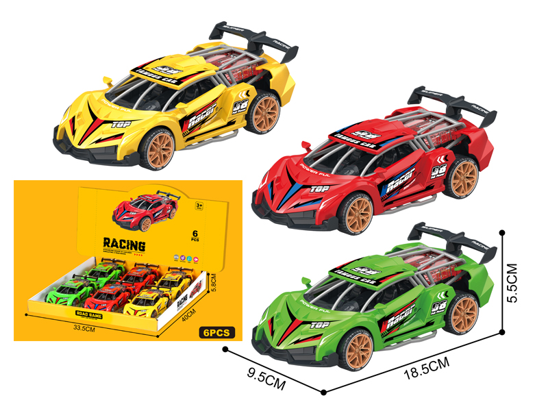 6PCS Friction Sports Car With Sound And Light