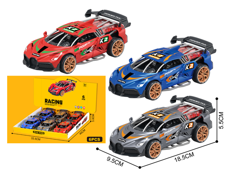 6PCS Friction Sports Car With Sound And Light