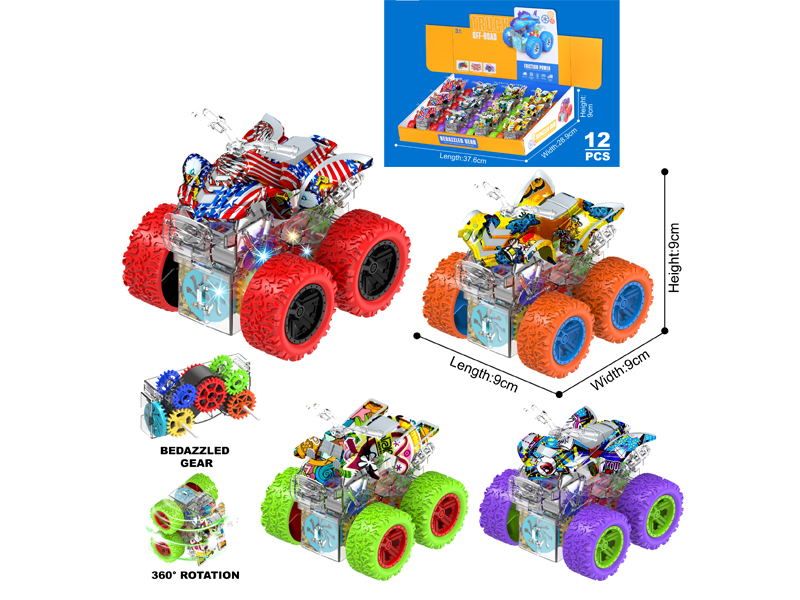 12PCS Double Friction Spinning Stunt Roller Motorcycle With Light