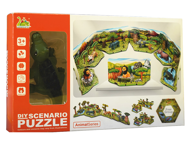 DIY 3D Scenario Puzzle - Crocodile