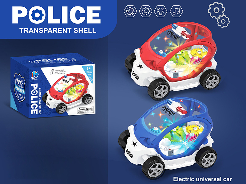B/O Bump And Go Transparent Gear Police Car With Light And Music
