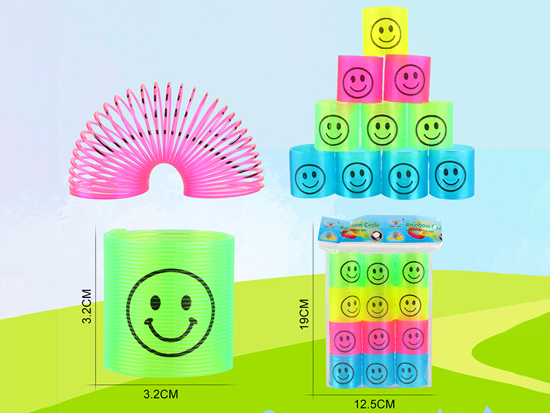 Transparent Four Color Pad Printing Smiley Face Rainbow Circle 12PC