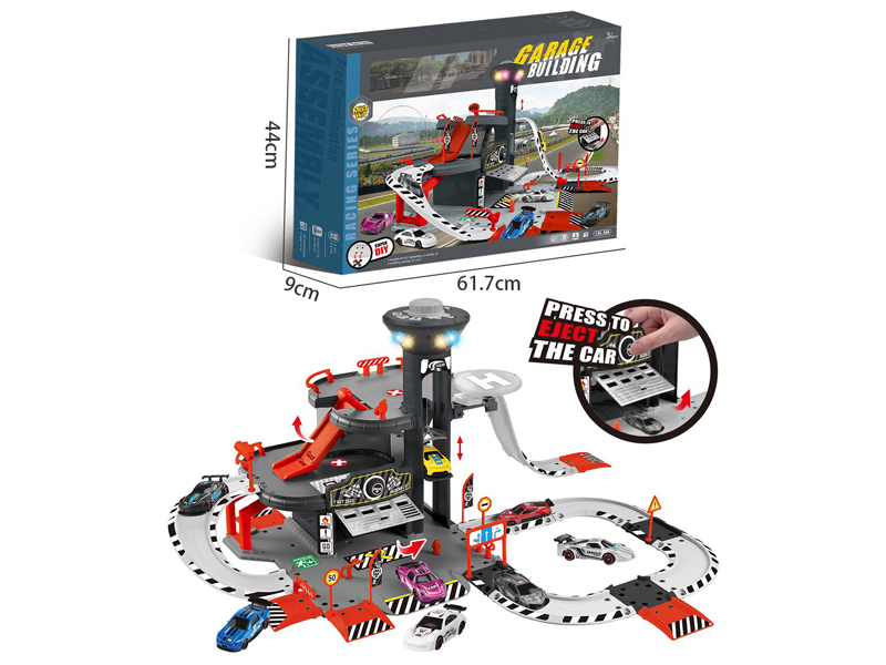 B/O Elevating Racing Alloy Parking Lot Set With Light And Music