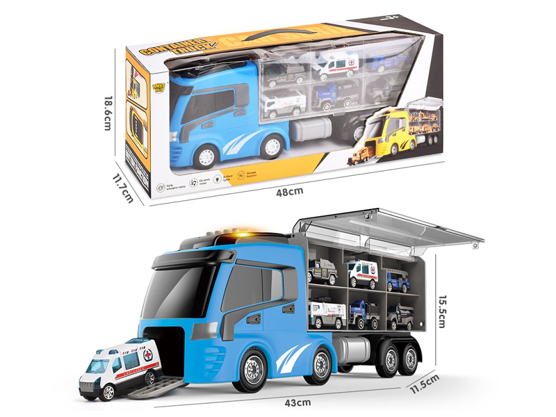 Ejection Alloy Container Car With Light And Music For Police