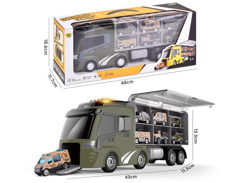 Ejection Alloy Storage Military Container Car With Light And Music