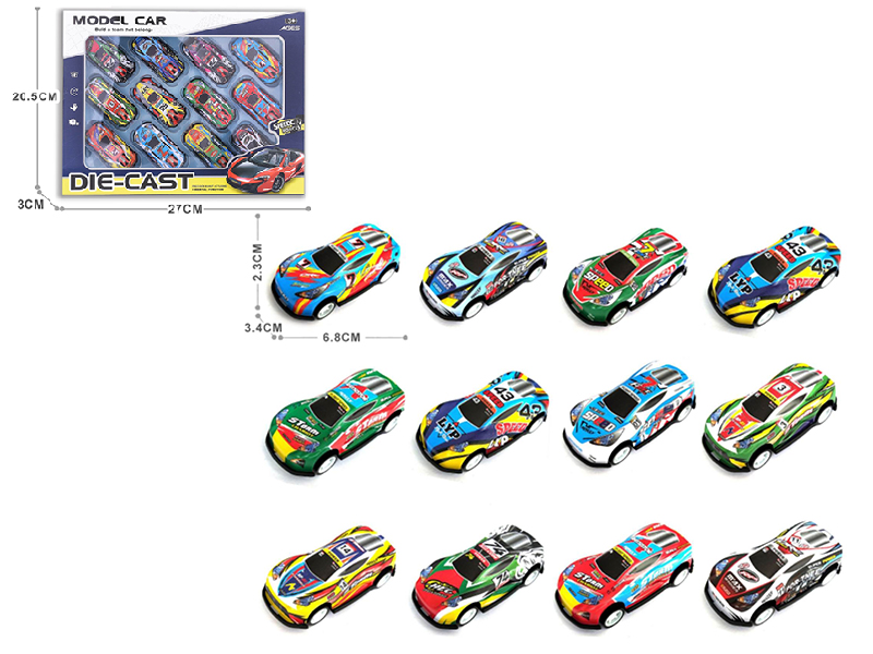 Pull Back Iron Cars 12pcs