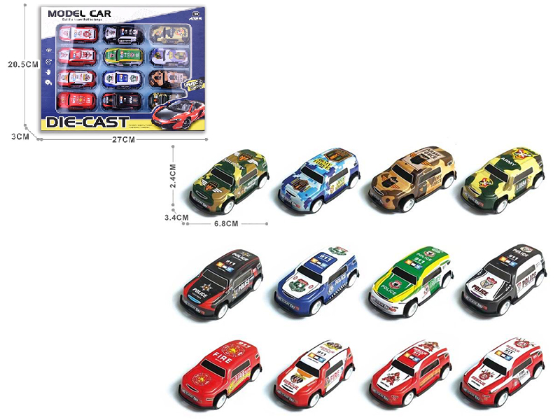 Pull Back Iron Cars 12pcs