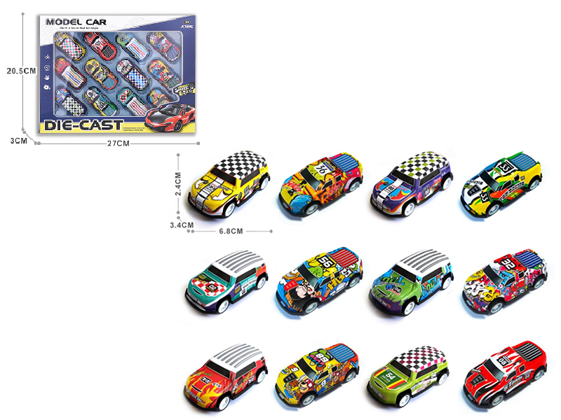 Pull Back Iron Cars 10pcs