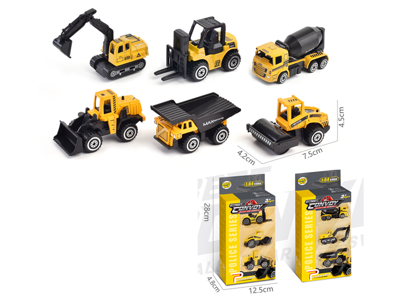 3Pcs Alloy Slide Engineering Vehicle