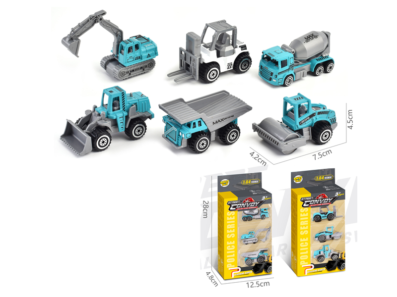 3Pcs Alloy Slide Engineering Vehicle