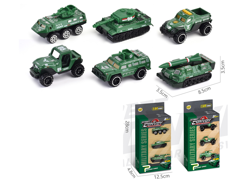 3Pcs Alloy Slide Military Vehicle