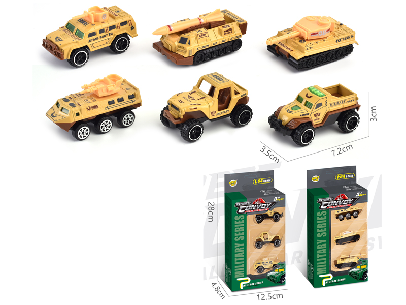 3Pcs Alloy Slide Military Vehicle