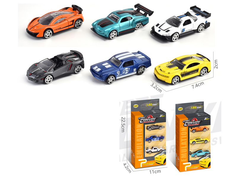 3Pcs Alloy Slide Supercar