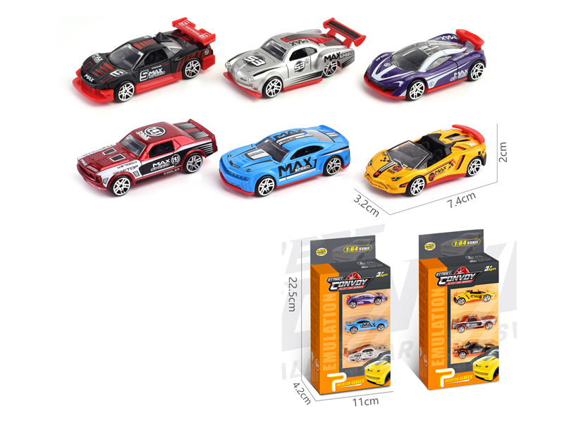 3Pcs Alloy Slide Supercar