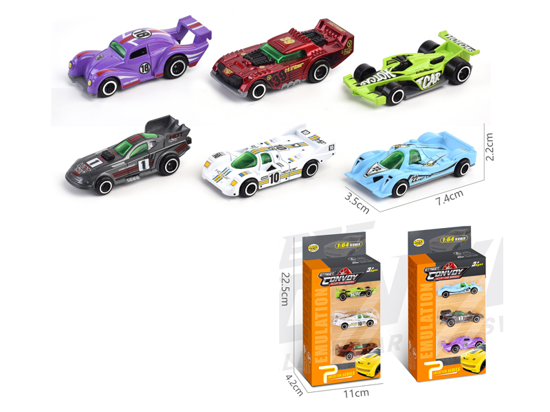 3Pcs Alloy Slide Racing Car