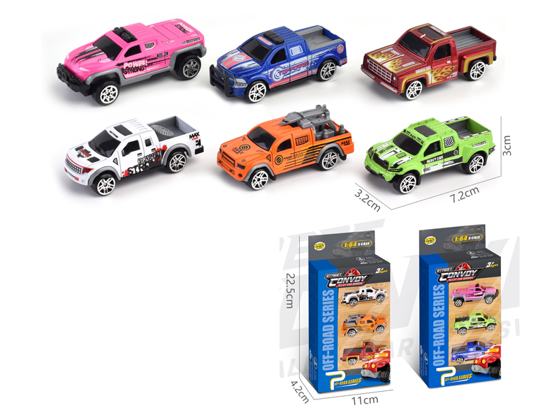 3Pcs Alloy Slide Pickup Truck