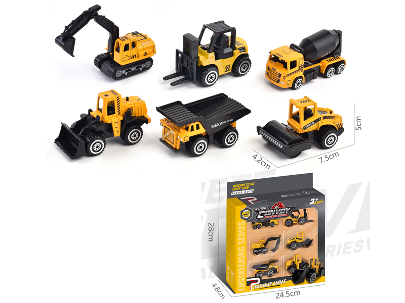 6PCS Alloy Slide Engineering Vehicle