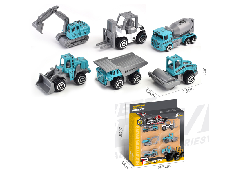 6PCS Alloy Slide Engineering Vehicle