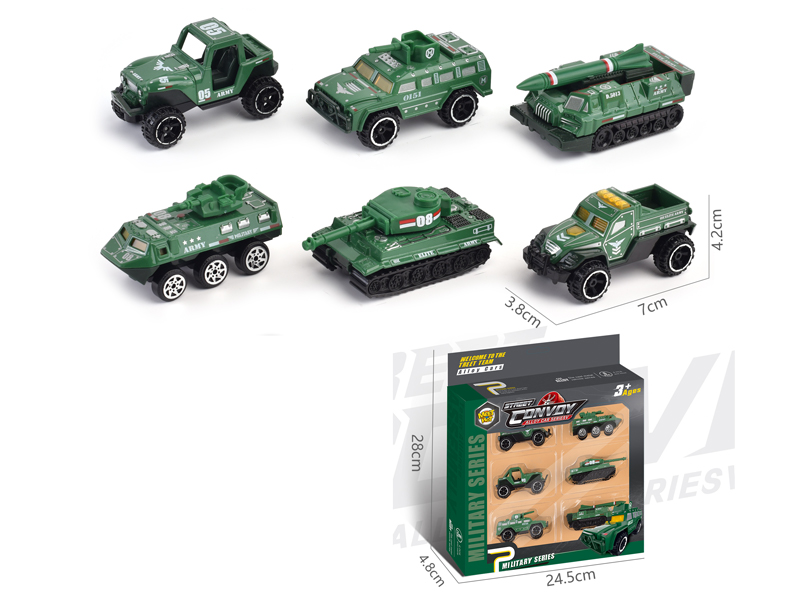 6PCS Alloy Slide Military Vehicle