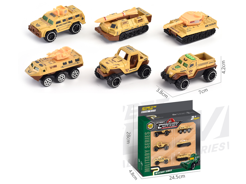 6PCS Alloy Slide Military Vehicle