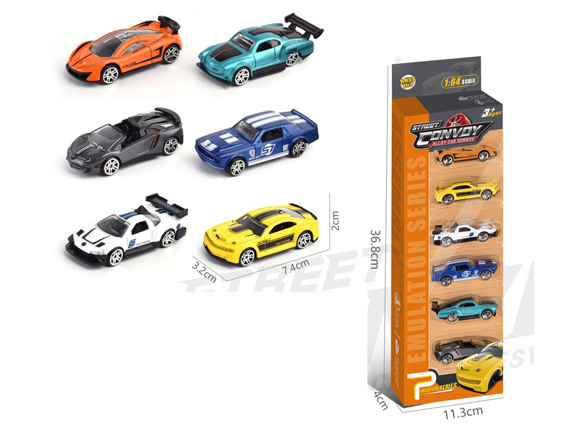 6PCS Alloy Slide Supercar