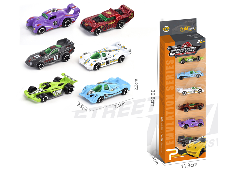 6PCS Alloy Slide Racing Car