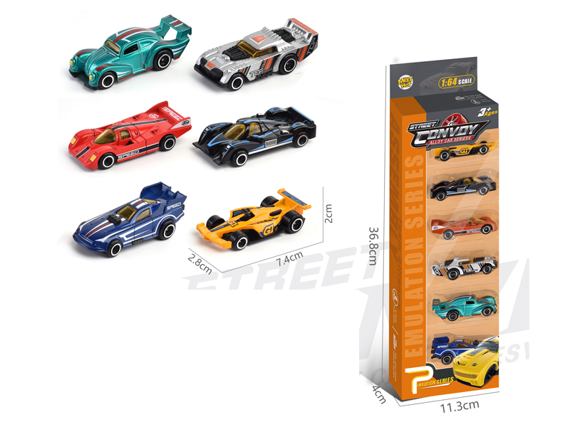 6PCS Alloy Slide Racing Car