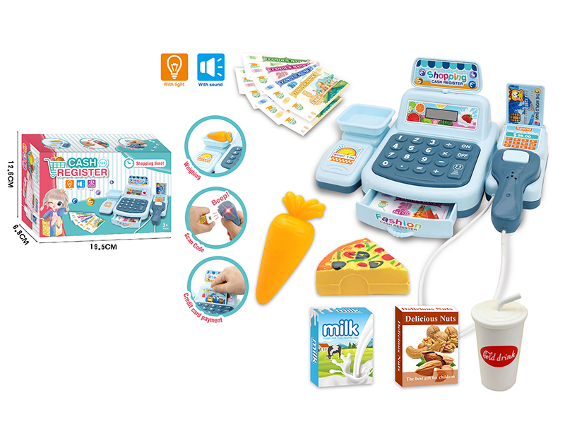 Simulated Cash Register With Light And Sound(Blue)