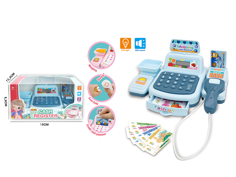 Simulated Cash Register With Light And Sound(Blue)